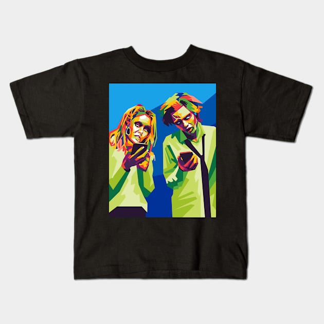 zombie couple Kids T-Shirt by cool pop art house